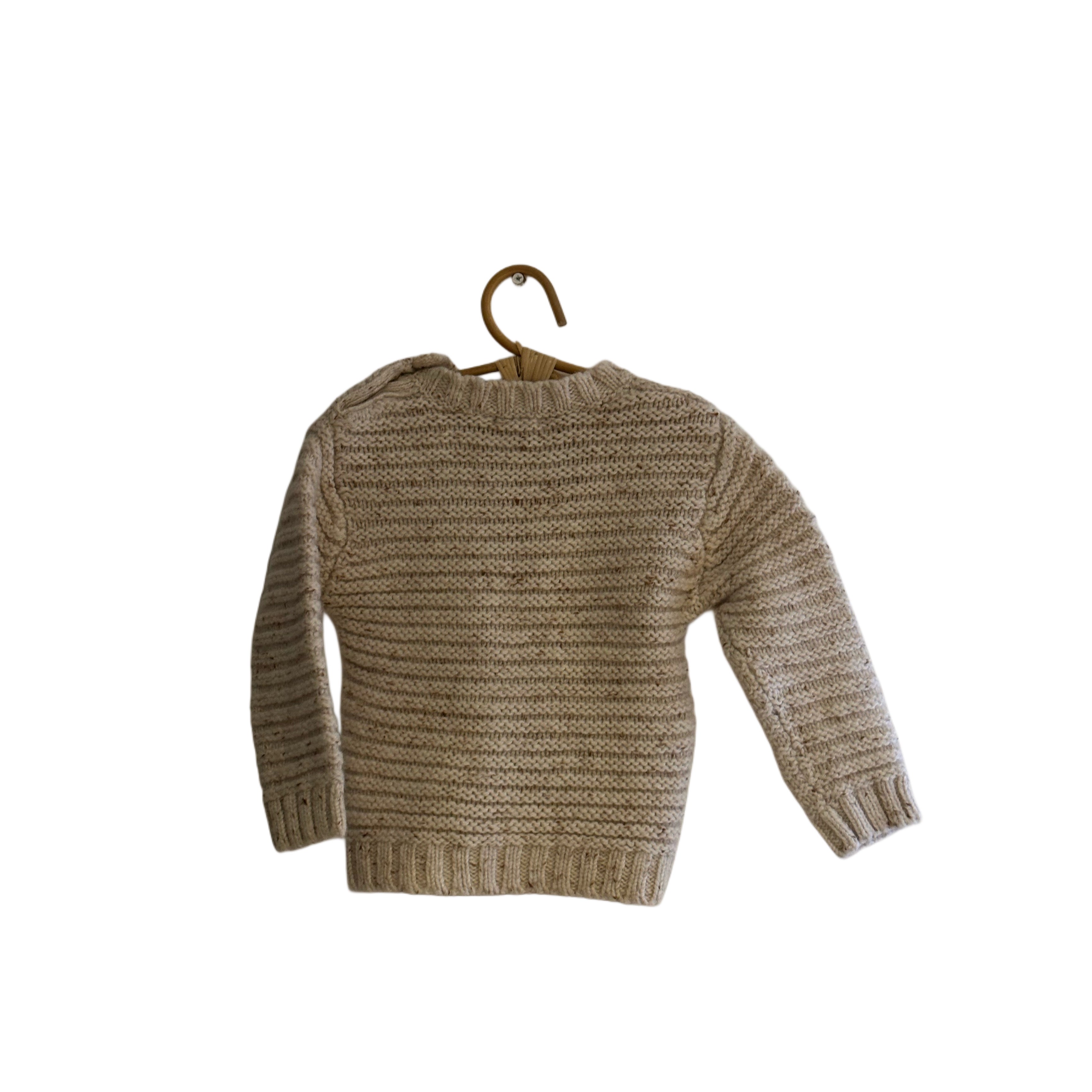 Pull en maille torsadé - Beige chiné - 18 mois