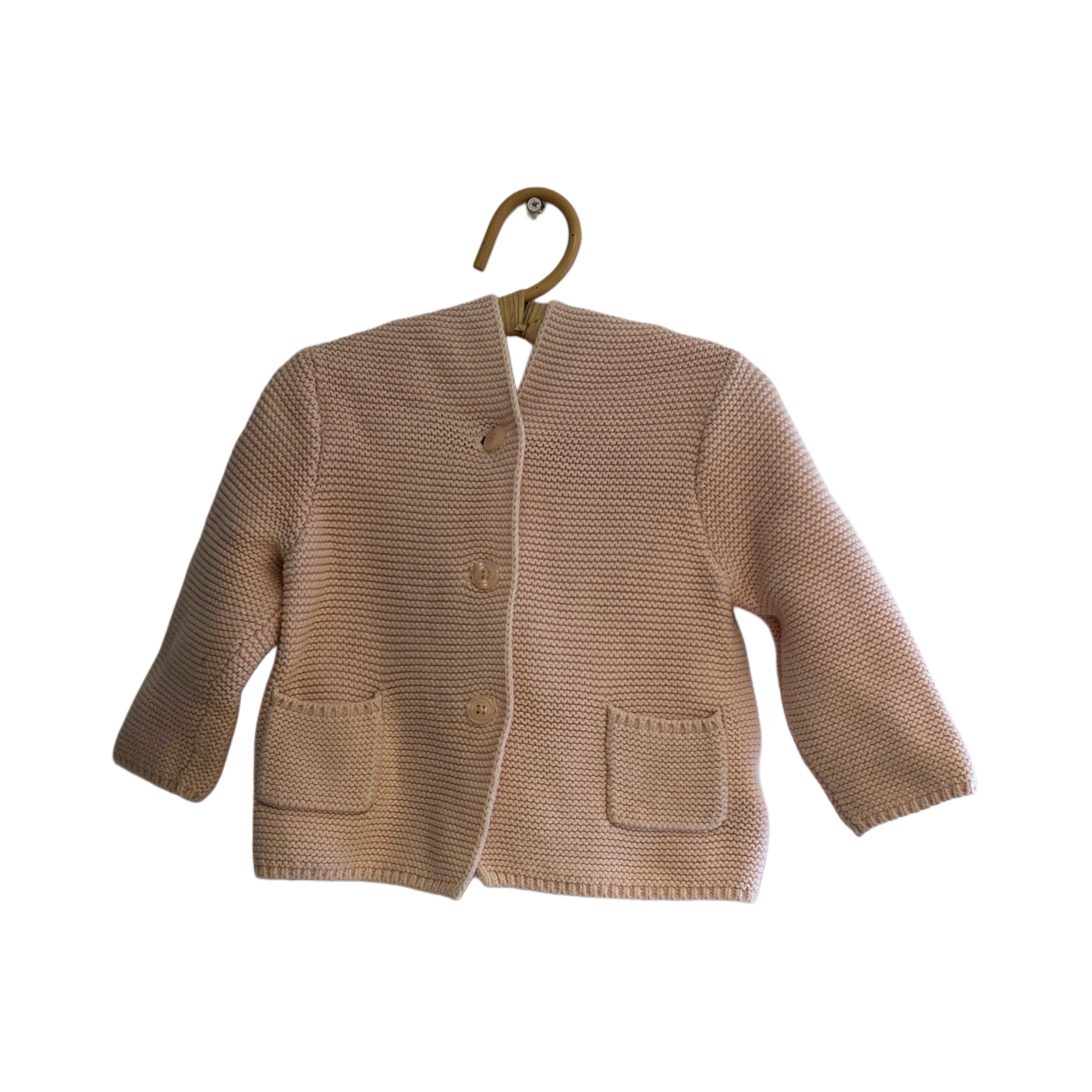 Gilet en maille a capuche - Rose - 6/12 mois