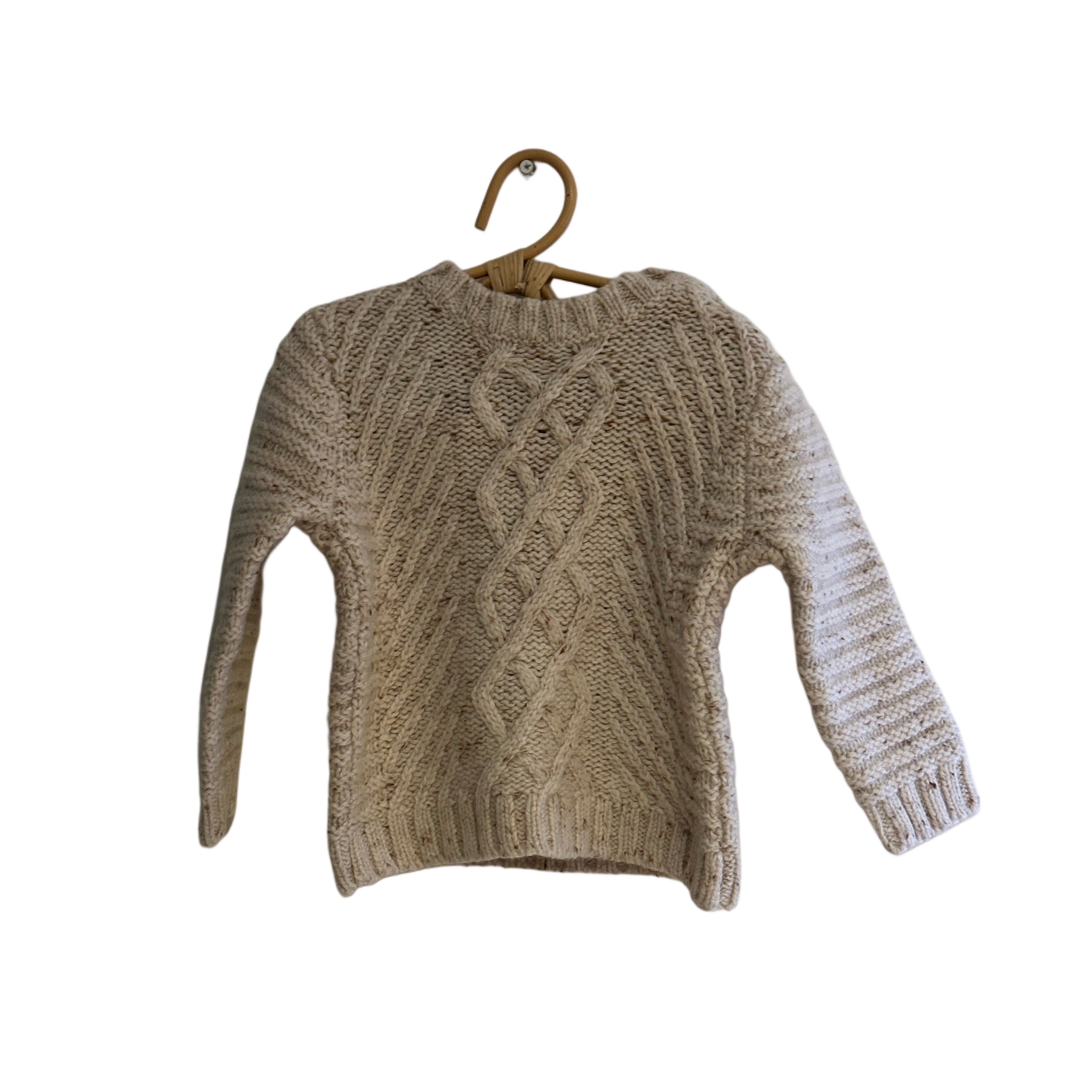 Pull en maille torsadé - Beige chiné - 18 mois