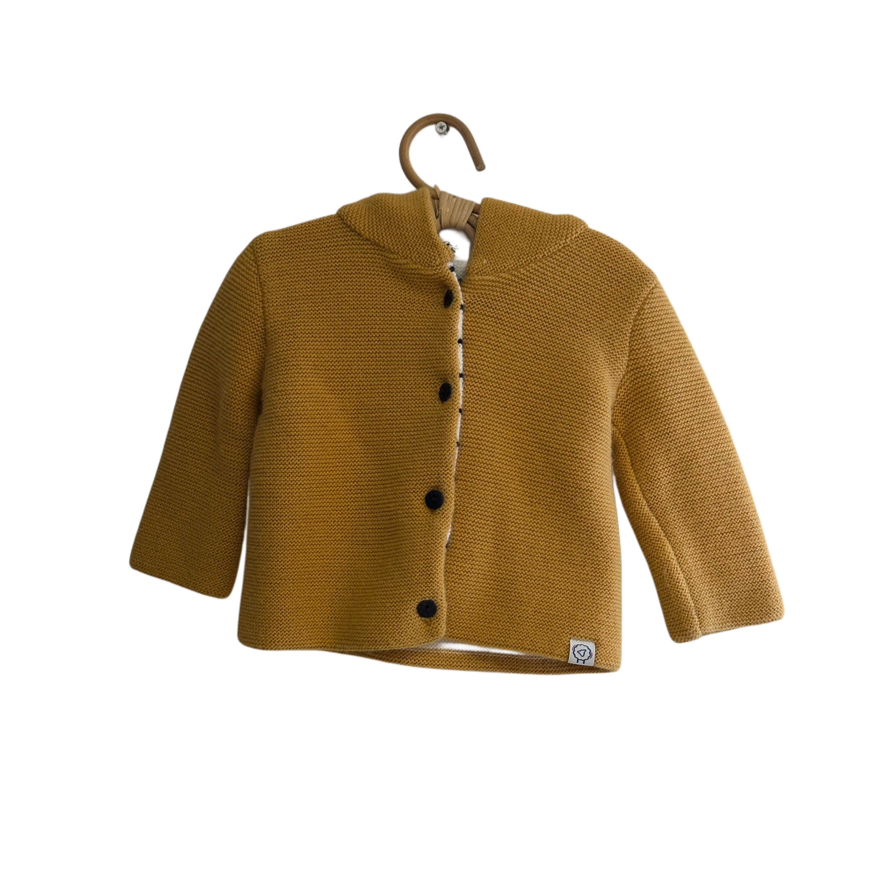 Gilet en maille à capuche - moutarde - 12 mois