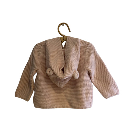 Gilet en maille a capuche - Rose - 6/12 mois