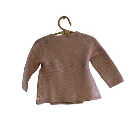Gilet cache coeur en maille - Rose pailleté - 12 mois